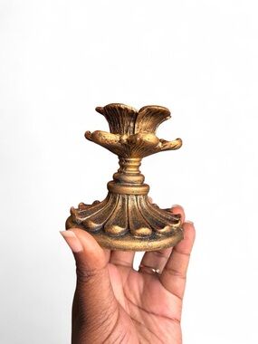Antique Gold Floral Chic Candle Holder Pedestal Romantic Quiet Luxury Whimsigoth